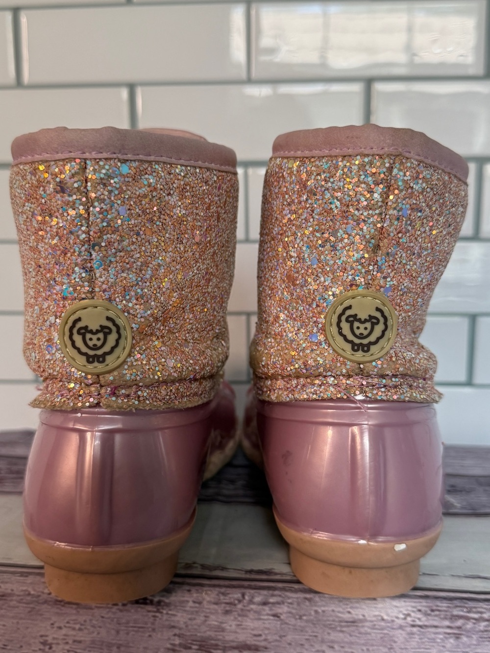 Adrienne Vittadini Girl-Glitter ✨duck boots girls size 12 - Picture 6 of 12
